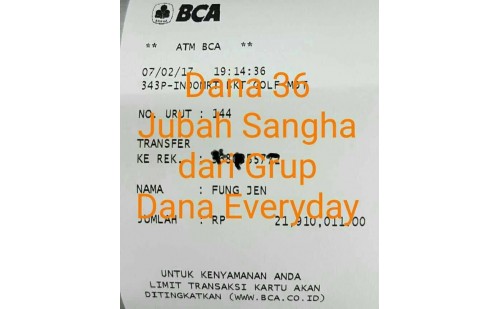 Dana 38 Jubah Sangha untuk Latihan Pabajja Samanera