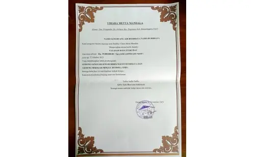 Dana Pengerjaan Pondasi & Dinding Sanggar Seni Buddhis