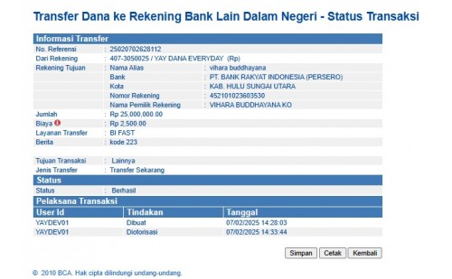 Dana Pembangunan Kuti Vihara Buddhayana Kota Baru